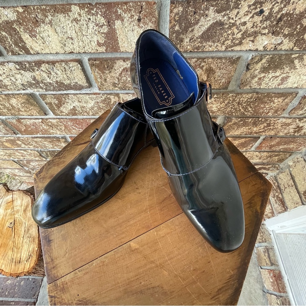 Ted Baker London Dress Shoes Men’s Size 11 Double Monk Strap Blue Stitched Heel